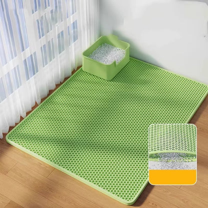 Double Layer EVA Cat Litter Mat with Solid Pattern Prevents Litter Filtering Spills Keeps Pet'S Environment Clean