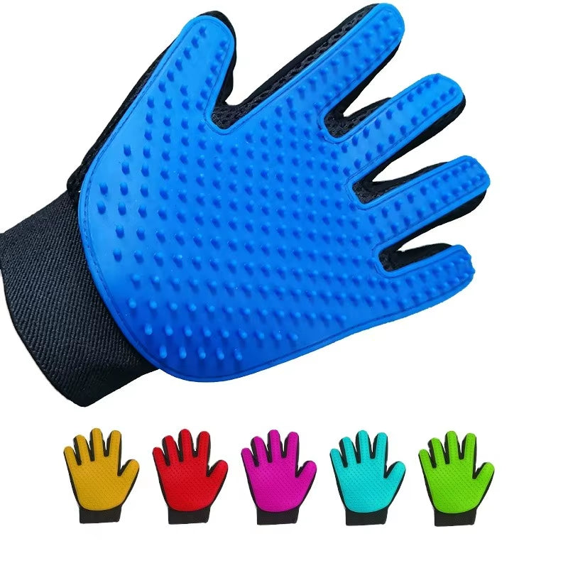 Custom Eco-Friendly Dog Cat Silicone Hair Remover Cleaning Brush Cotton Pet Grooming Glove Comb for Bath Massaging Shedding
