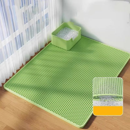 Double Layer EVA Cat Litter Mat with Solid Pattern Prevents Litter Filtering Spills Keeps Pet'S Environment Clean