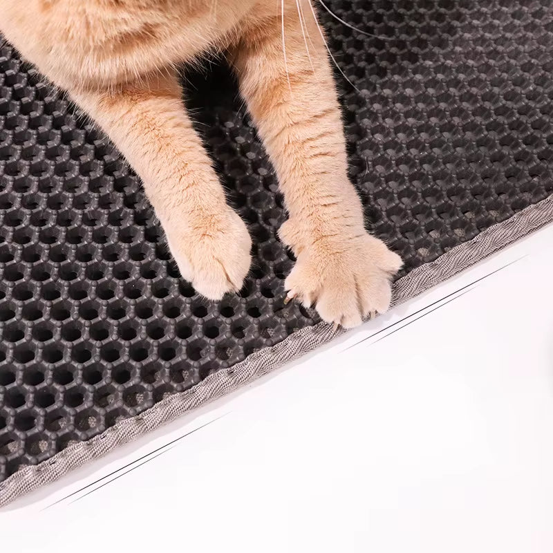 Double Layer EVA Cat Litter Mat with Solid Pattern Prevents Litter Filtering Spills Keeps Pet'S Environment Clean