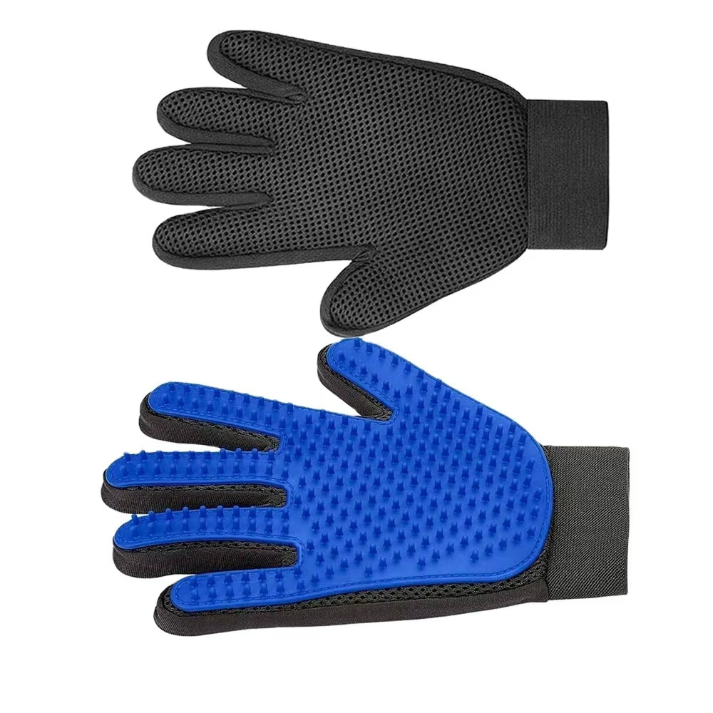 Custom Eco-Friendly Dog Cat Silicone Hair Remover Cleaning Brush Cotton Pet Grooming Glove Comb for Bath Massaging Shedding